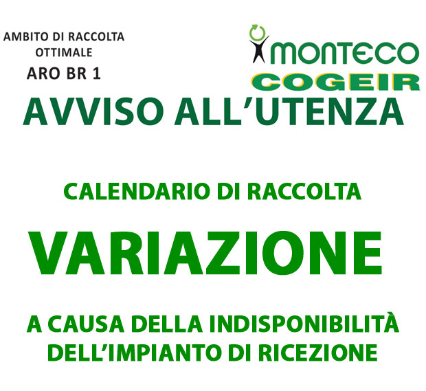 ARO BR1. Variazione del calendario di raccolta in occasione della festività del 1° Novembre