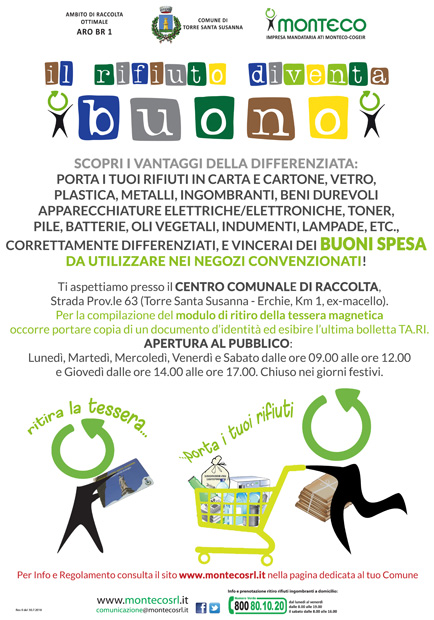 Torre Santa Susanna. Al via l'eco-concorso "Il Rifiuto diventa BUONO"