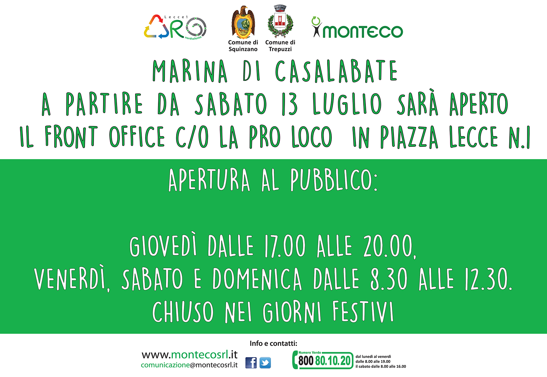Marina di Casalabate. Dal 13 luglio apre il Front Office