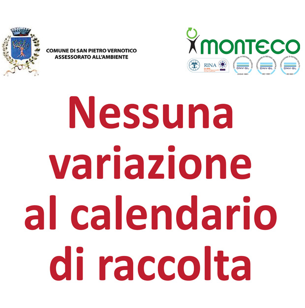 SAN PIETRO VERNOTICO. 1° NOVEMBRE 2018 NESSUNA VARIAZIONE AL SERVIZIO